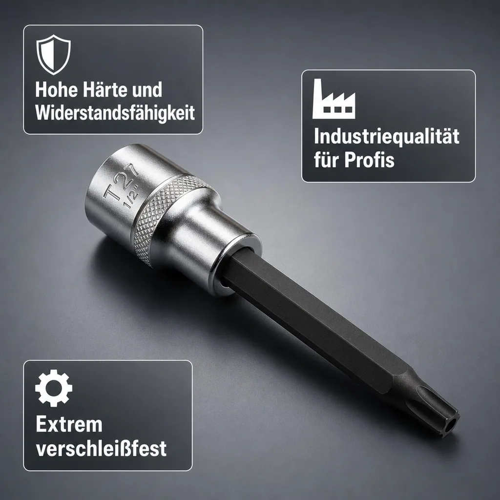 Innensechskant Bit T27, 1/2 Zoll Innensechskant Nuss, S2 Stahl, mit Stirnloch