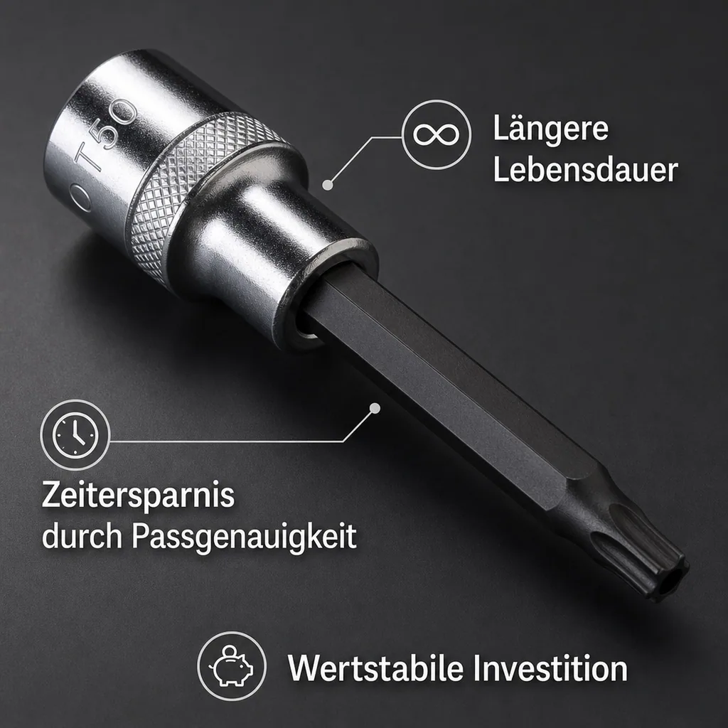 Innensechskant Nuss T50, 1/2 Zoll, mit Stirnloch, S2 Stahl