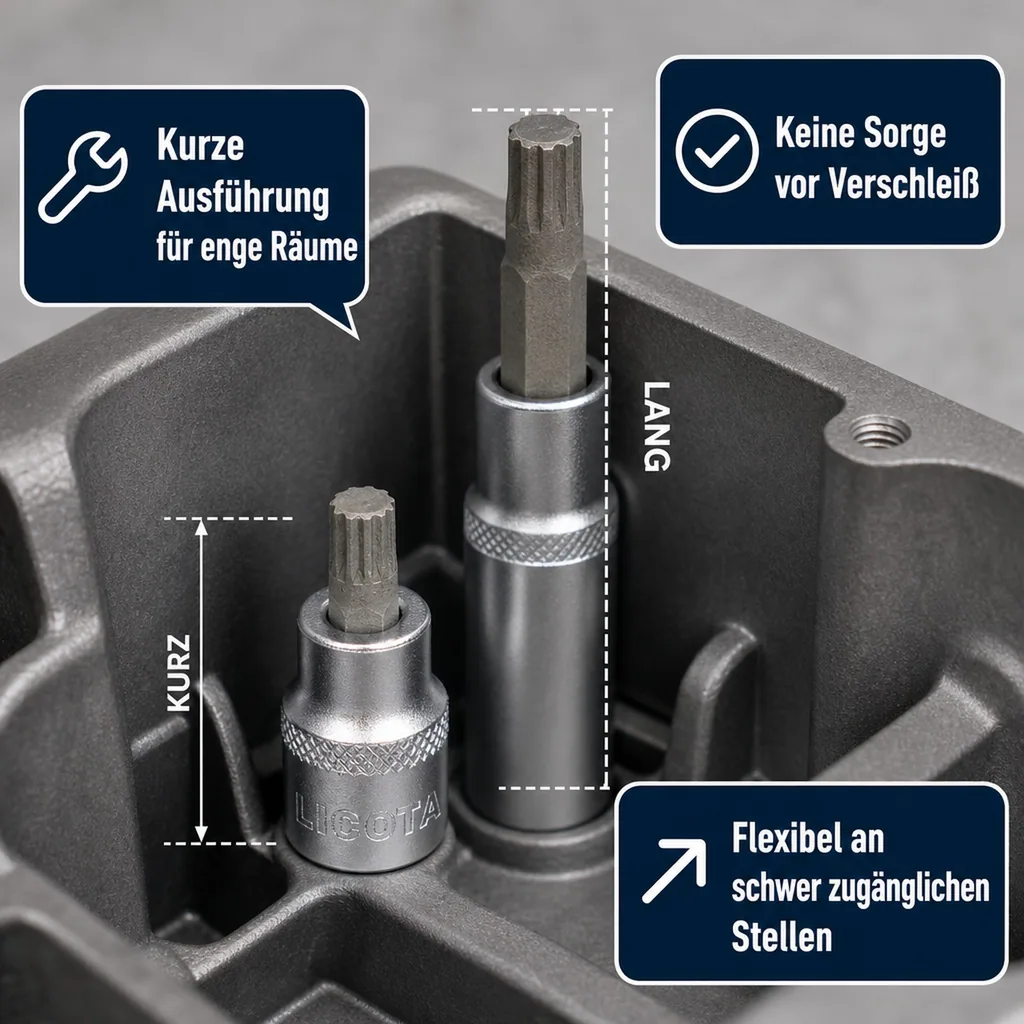 1/2 Zoll Vielzahn Nuss M5, kurze Ausführung, CrV Stahl Werkzeug