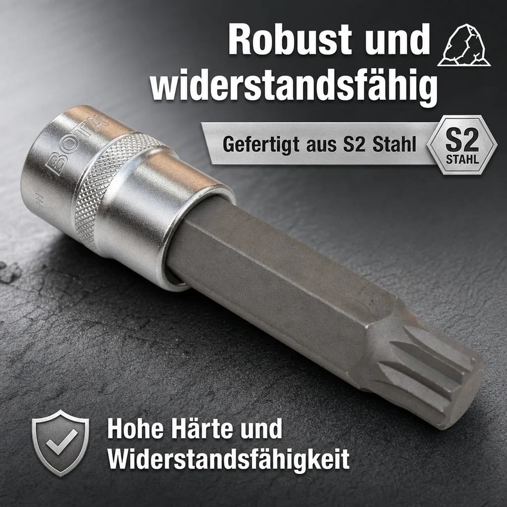 M16 Vielzahn Nuss, 1/2 Zoll Langnuss, 100mm, S2 Stahl, XZN