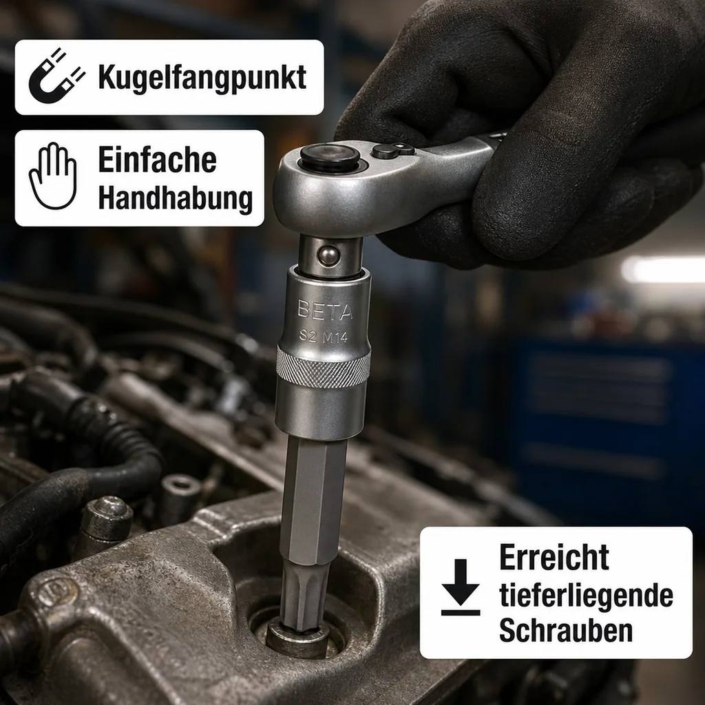 Vielzahn Nuss M14, XZN Nuss, 1/2 Zoll, S2 Stahl, Industriequalität