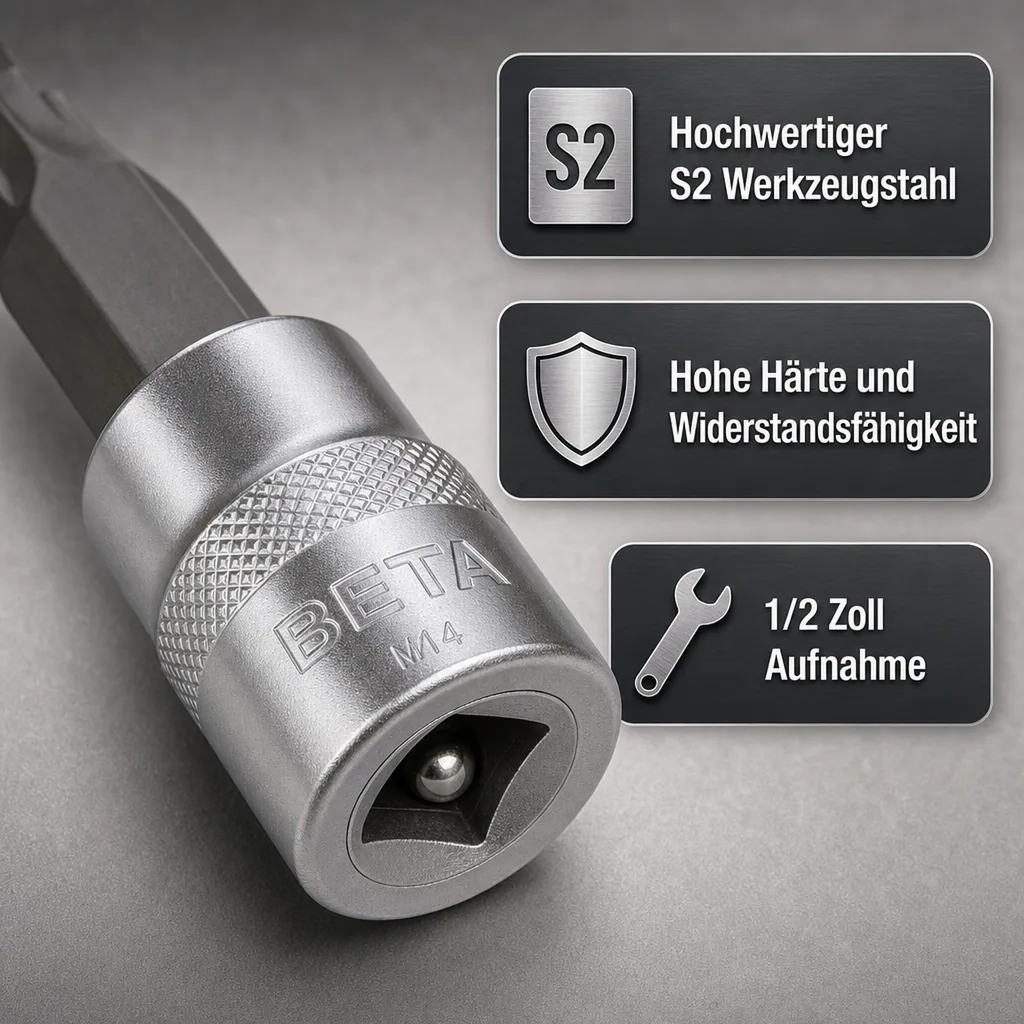 Vielzahn Nuss M14, XZN Nuss, 1/2 Zoll, S2 Stahl, Industriequalität