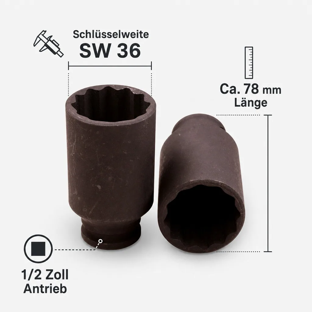 Schlagschraubernuss 1/2 Zoll Nuss SW 36 Cr-Mo 12-Kant
