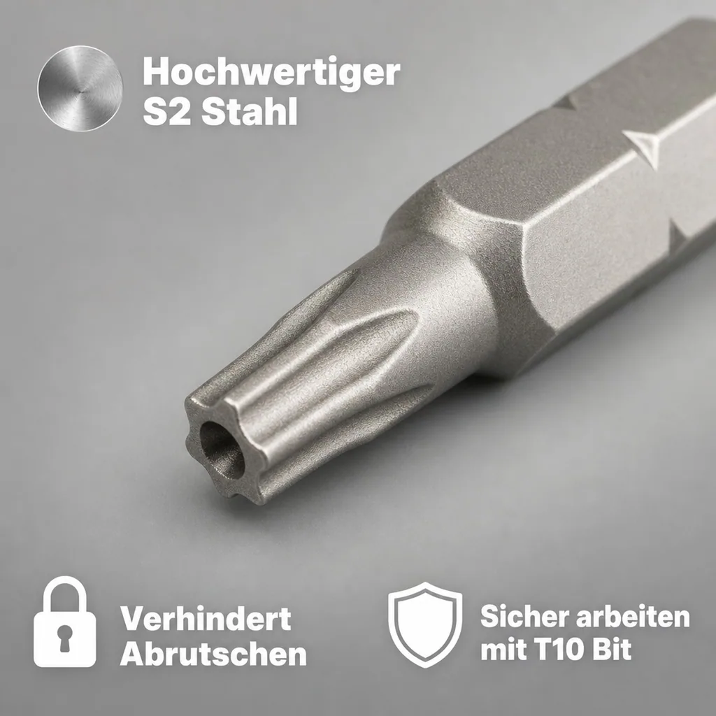Innensechskant Bit T10, 1/4 Zoll, 30mm, S2 Stahl Bit
