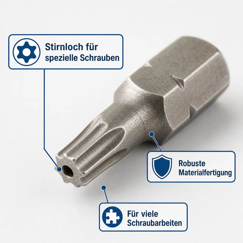 Innensechskant Bit, TT15, mit Bohrung, 1/4 Zoll