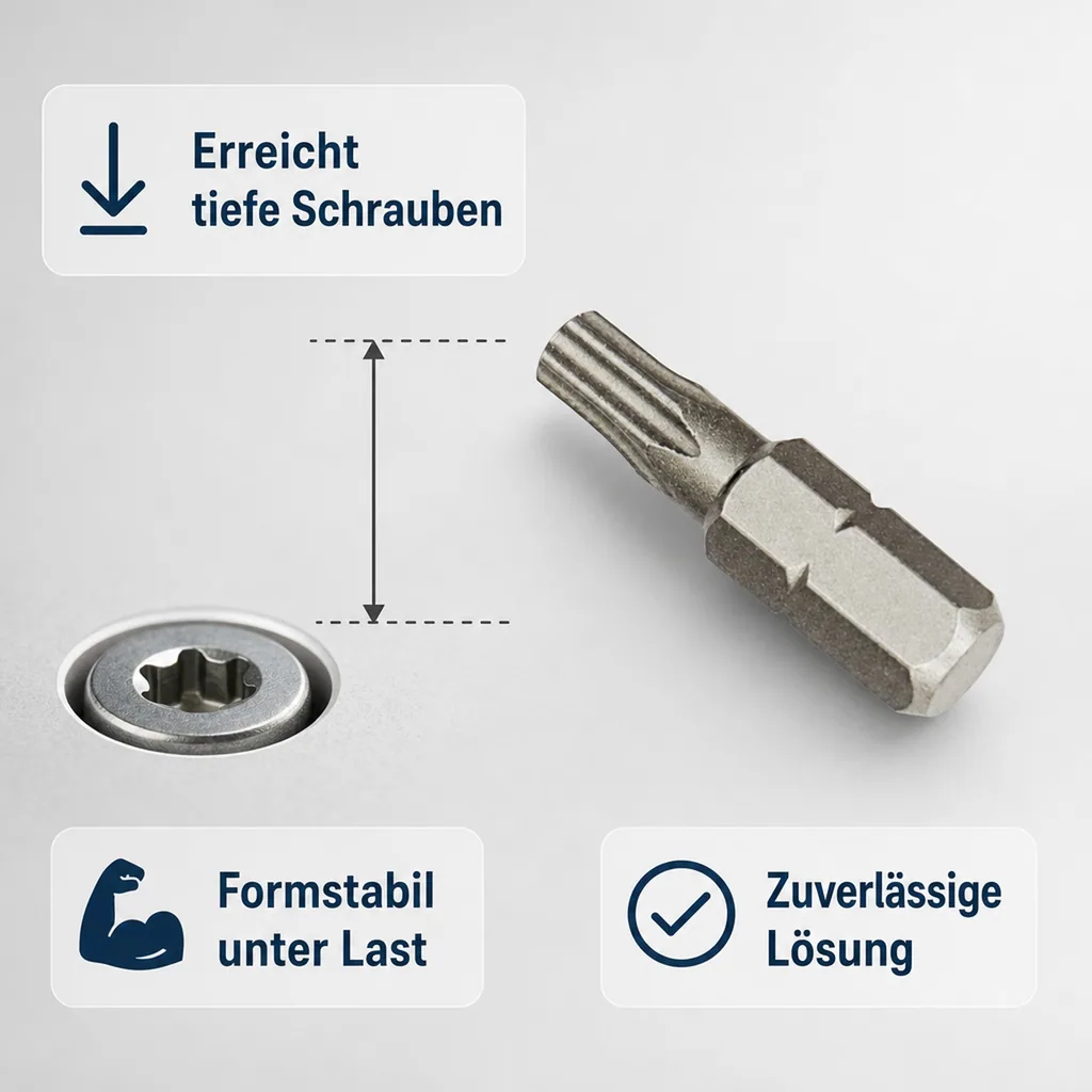 Innensechskant Bit, TT20, 1/4 Zoll, mit Stirnloch