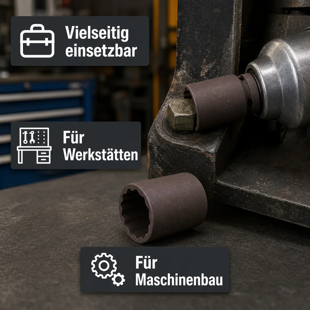 Schlagschraubernuss 34mm, 1/2 Zoll, Cr-Mo, 12-Kant, Industriequalität