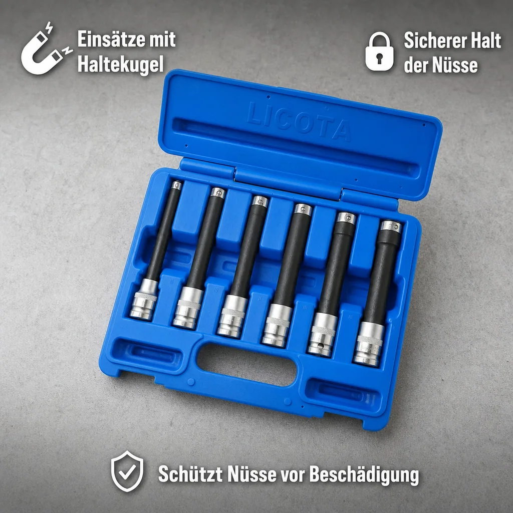 Innensechskant Nuss Satz, Aussen Innensechskant Nuss, E-Profil E10-E20, 1/2 Zoll