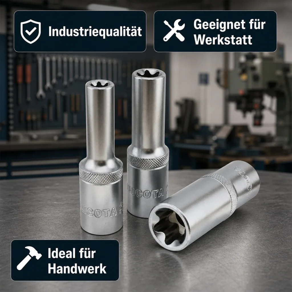 Innensechskant Nuss E12, Aussen Innensechskant, 1/2 Zoll, CrV, 76mm -