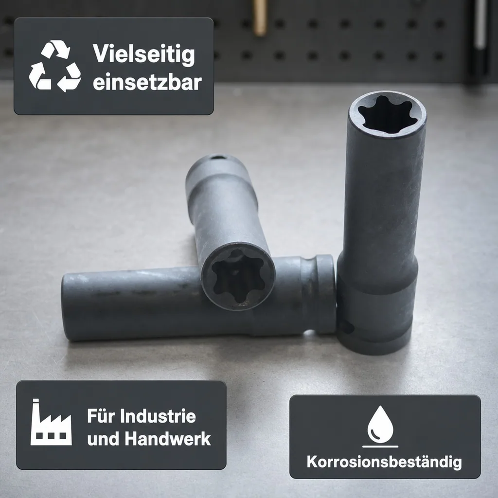 Innensechskant Nuss Schlagschrauber, Aussen Innensechskant E18, 1/2 Zoll, Cr-Mo