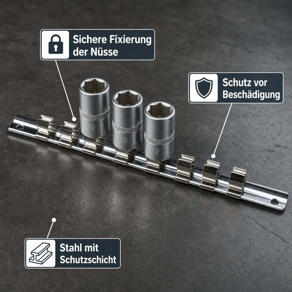 Stecknuss Schiene, 1/2 Zoll, Werkzeugleiste, 10 Clips
