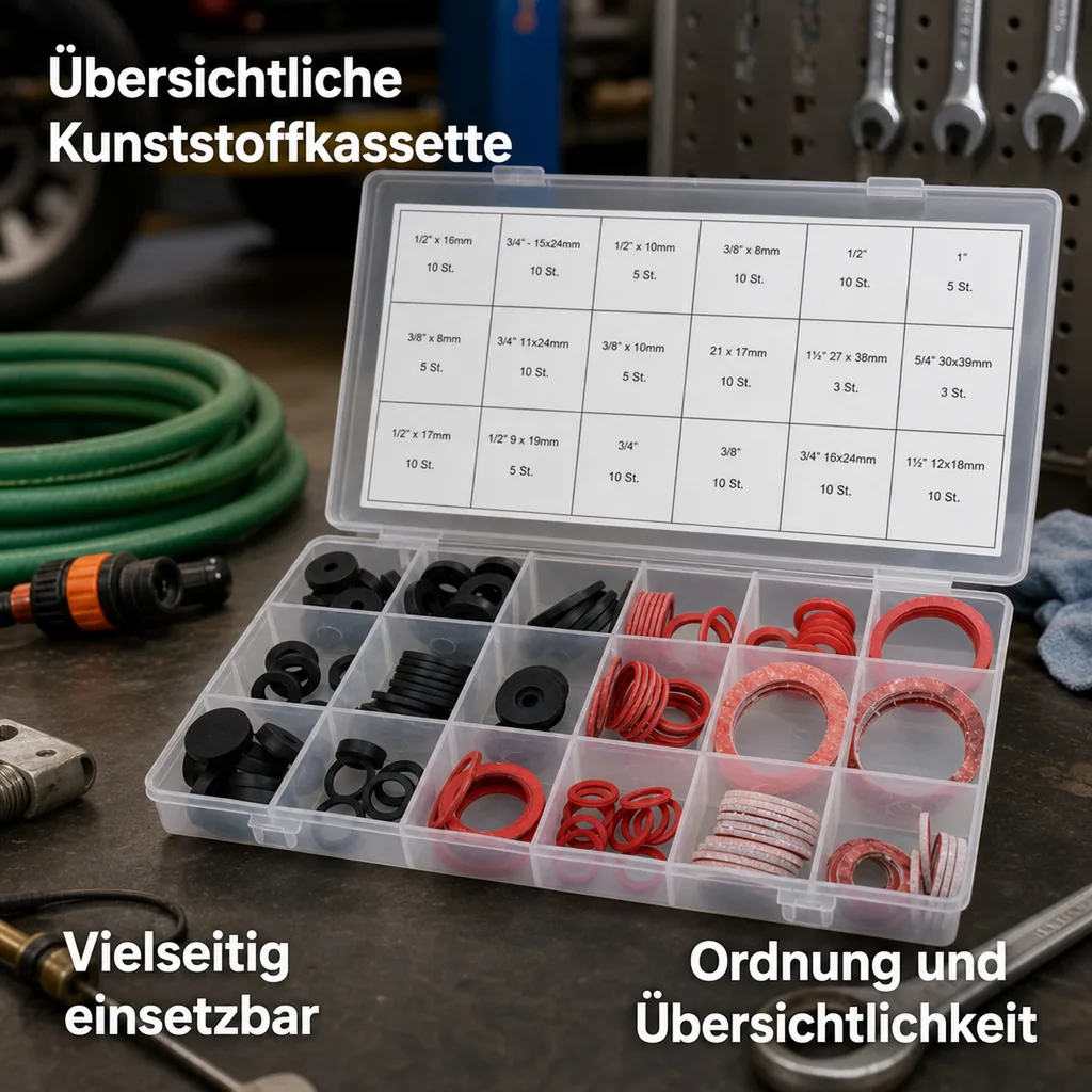Sanitär Dichtungen Set, 141-teilig, Gummidichtungen, O-Ringe Sortiment, inkl. Box