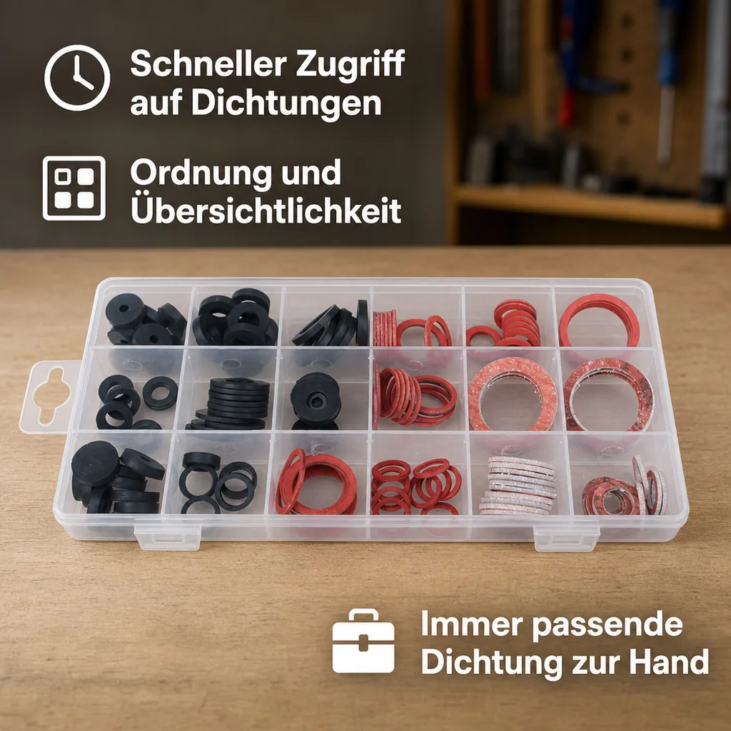 Sanitär Dichtungen Set, 141-teilig, Gummidichtungen, O-Ringe Sortiment, inkl. Box