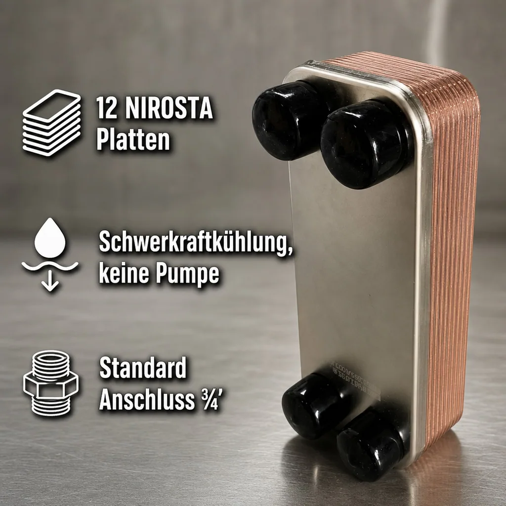 Plattenwürzekühler NIRO 12 Platten - Bierbrauen Profiqualität & Schwerkraftkühlung
