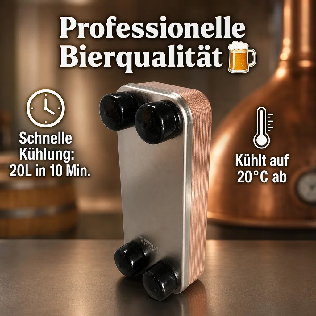 Plattenwürzekühler NIRO 12 Platten - Bierbrauen Profiqualität & Schwerkraftkühlung
