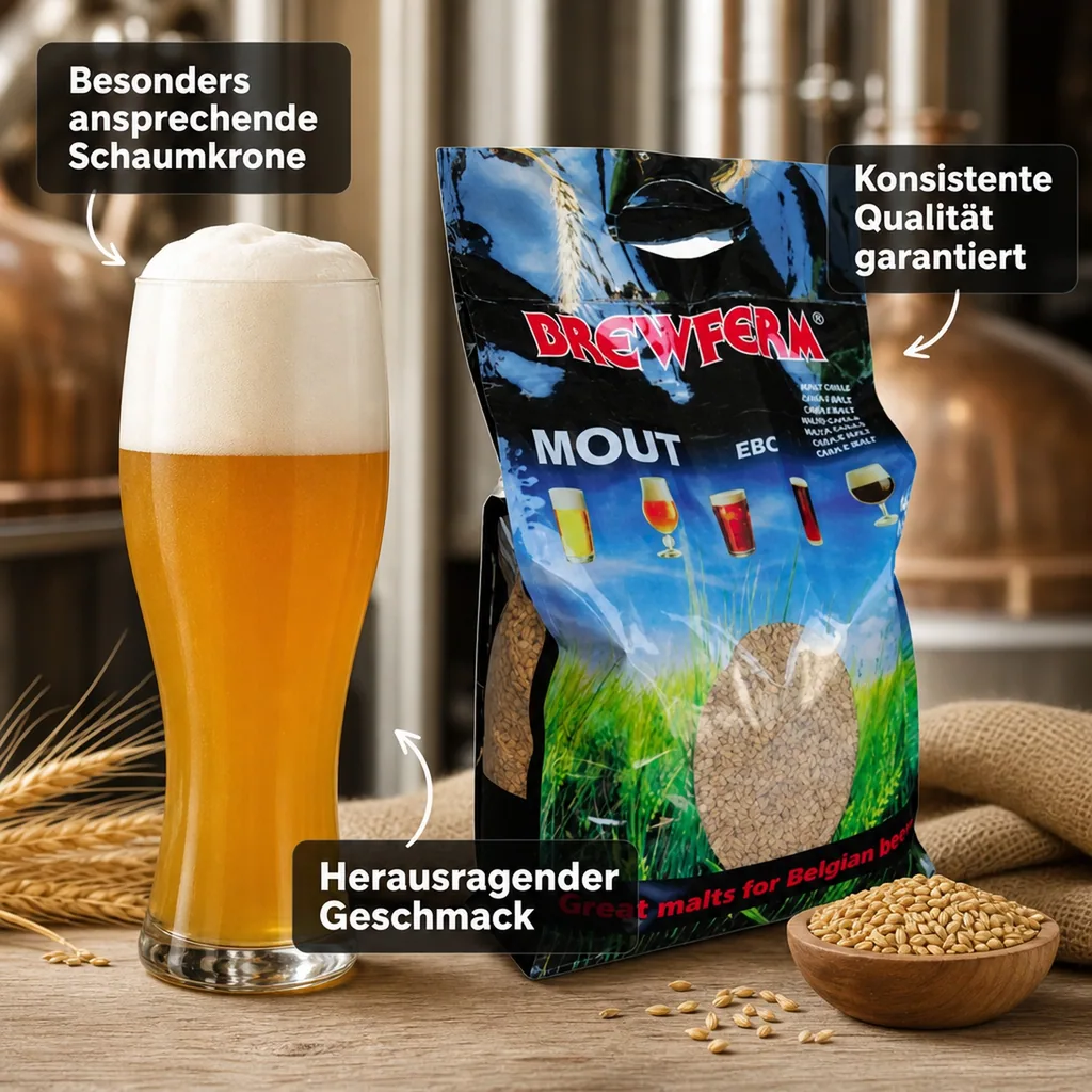 Weizenmalz hell 5 EBC (1 kg): Basismalz für köstliches Weizenbier mit einzigartiger Note