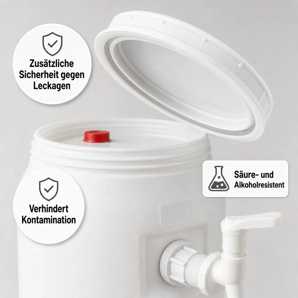 Kunststofffass, Gärfass mit Gärspund und Zapfhahn, 120L