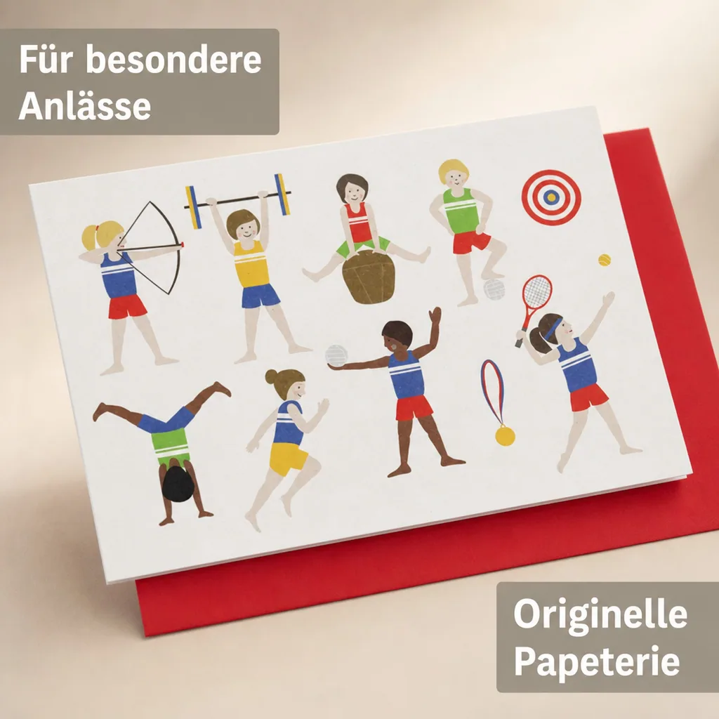 Ava & Yves Glückwunsch Klappkarte Athleten