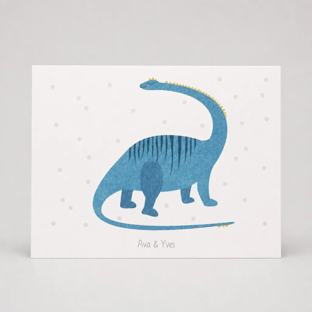 Ava & Yves Postkarte Dino blau