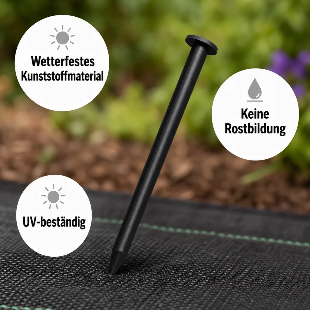 Fixiernägel, 20 cm, Schwarz, Befestigung für Rasenkanten, Rasengitter