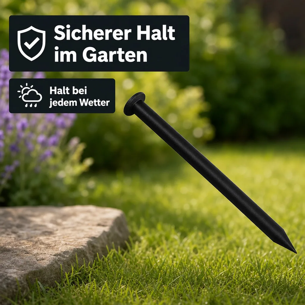 Fixiernägel, 20 cm, Schwarz, Befestigung für Rasenkanten, Rasengitter