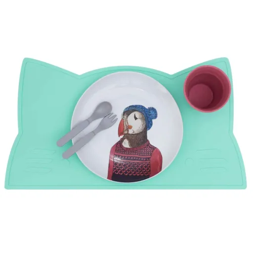 We Might Be Tiny Kinder Tischset Silikon Katze mint