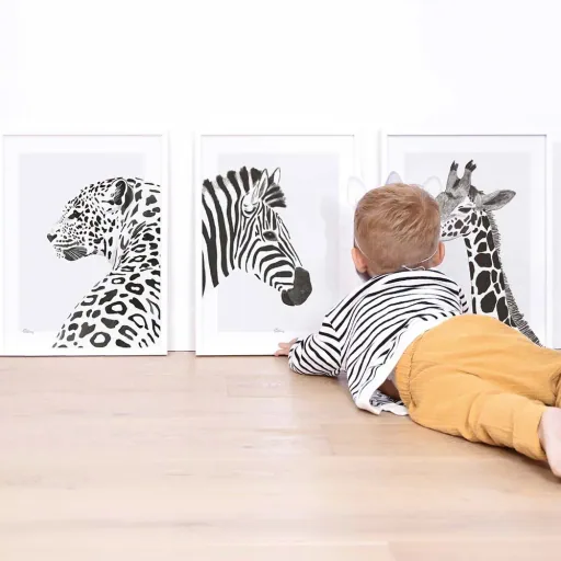 Lilipinso Poster Giraffe schwarz weiss