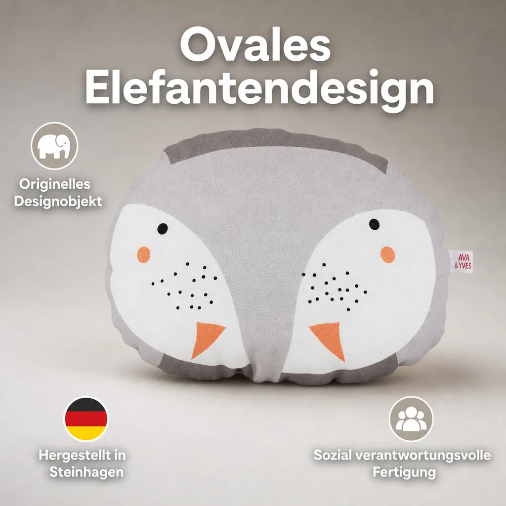 Ava & Yves Mini Dekokissen oval Elefant