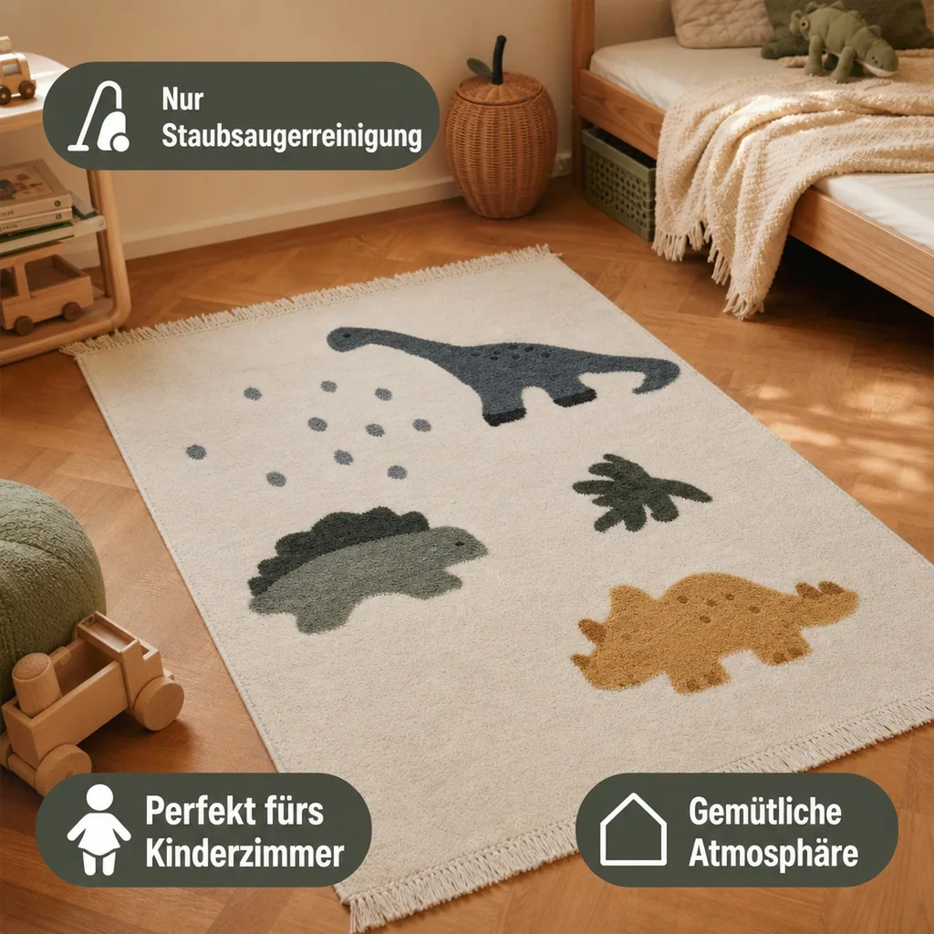 Liewood "Bent" Kinderteppich Dino beige Multi-Mix