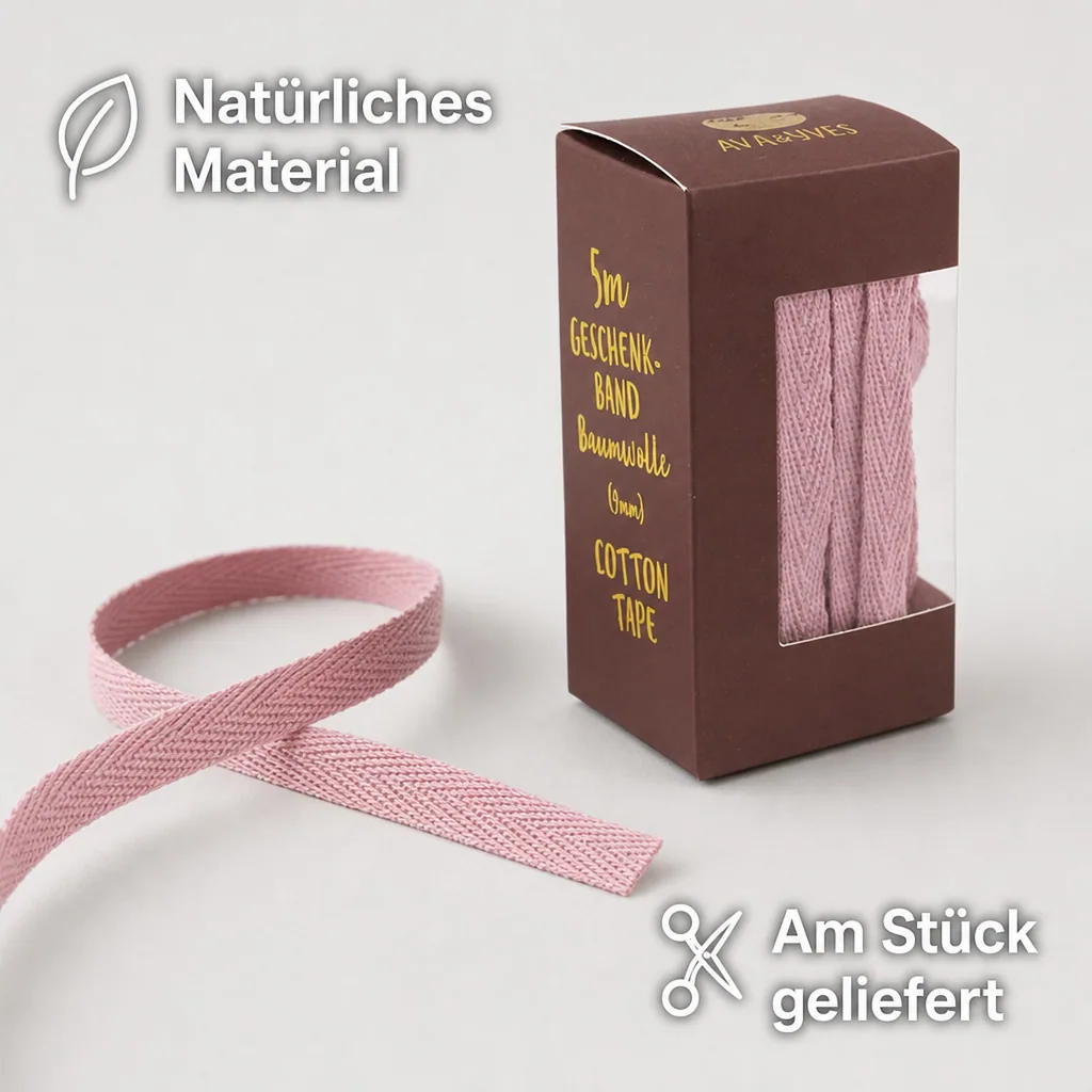 Ava & Yves Geschenkband Baumwolle rosa