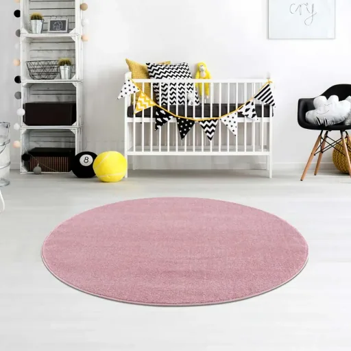 Livone Teppich rund uni rosa