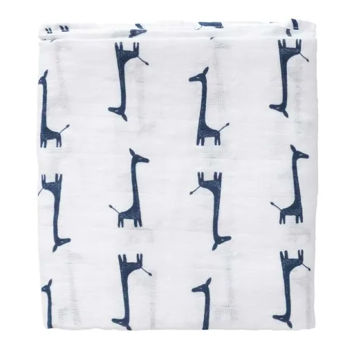 Fresk Mulltuch Swaddle Giraffe blau
