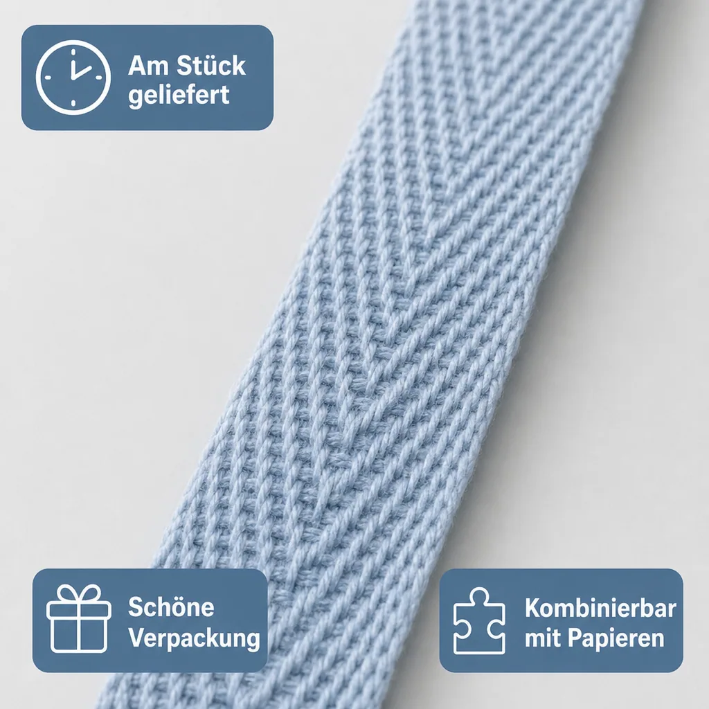Ava & Yves Geschenkband Baumwolle puder blau