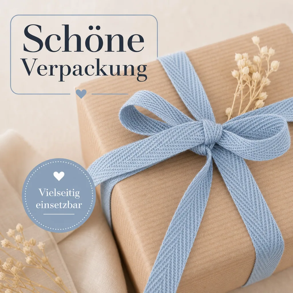 Ava & Yves Geschenkband Baumwolle puder blau