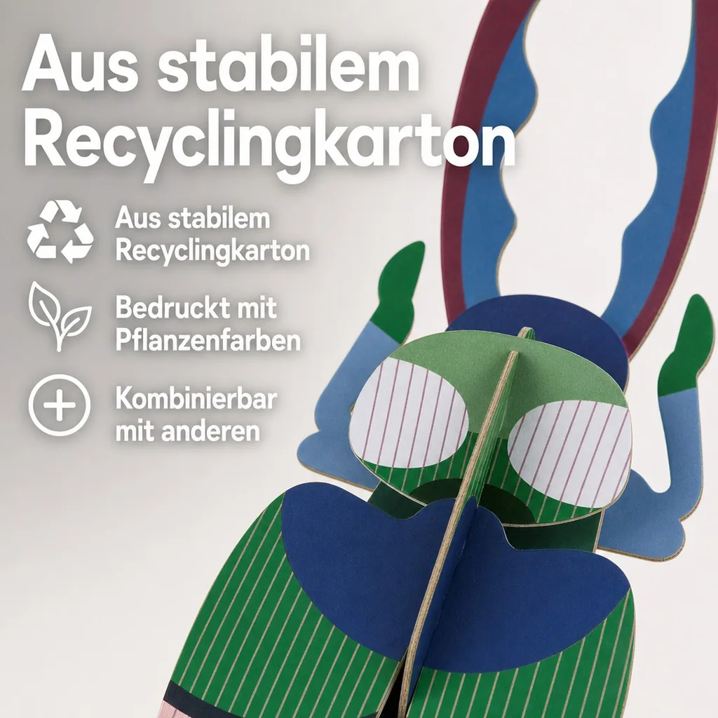 studio ROOF 3D Hirschkäfer grün Pappe