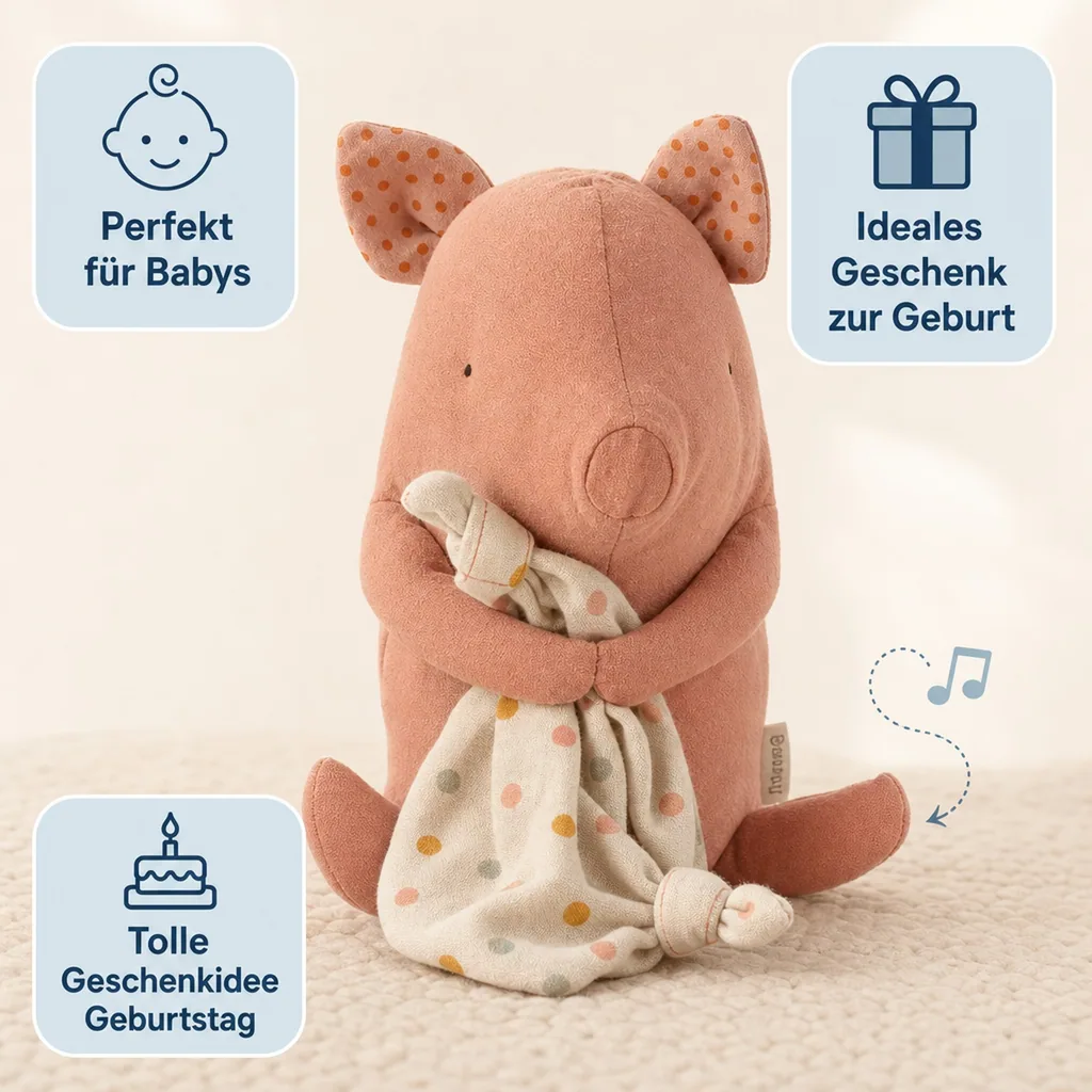 Maileg Stofftier Schwein mit Schnuffeltuch und Spieluhr