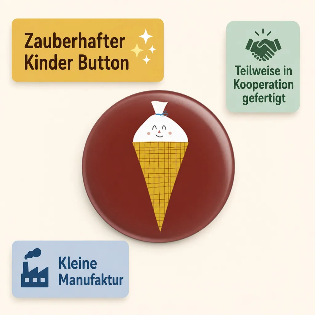 Ava & Yves Kinder Button / Anstecker Schultüte gelb