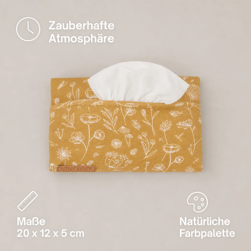 Little Dutch Feuchttuch Box Bezug "Wild Flowers" ocker