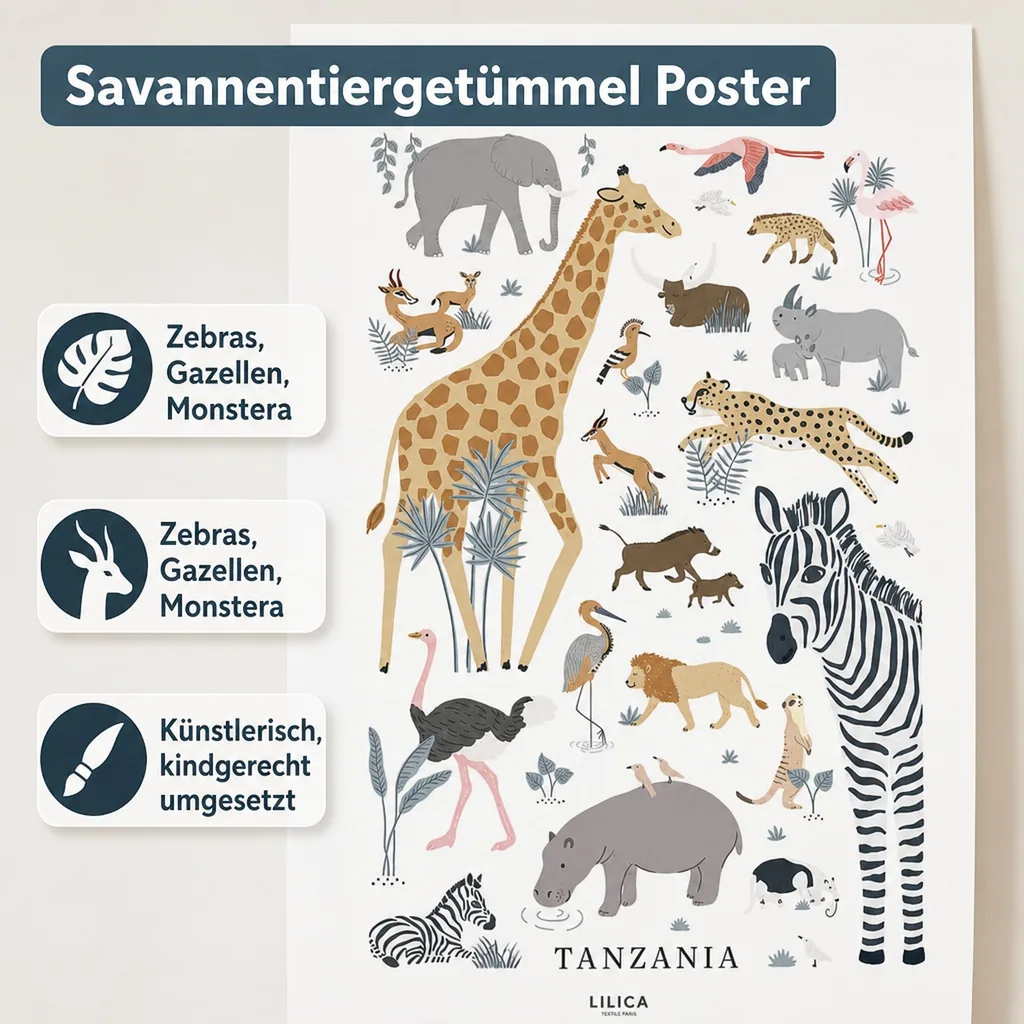 Lilipinso Poster Savannentiergetümmel