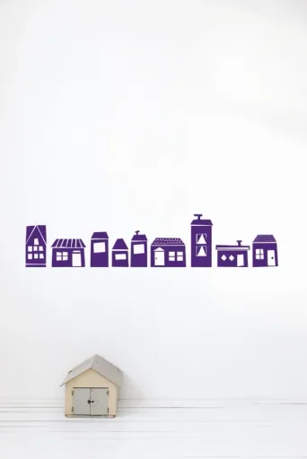 Ferm Living Wandsticker Häuser lila