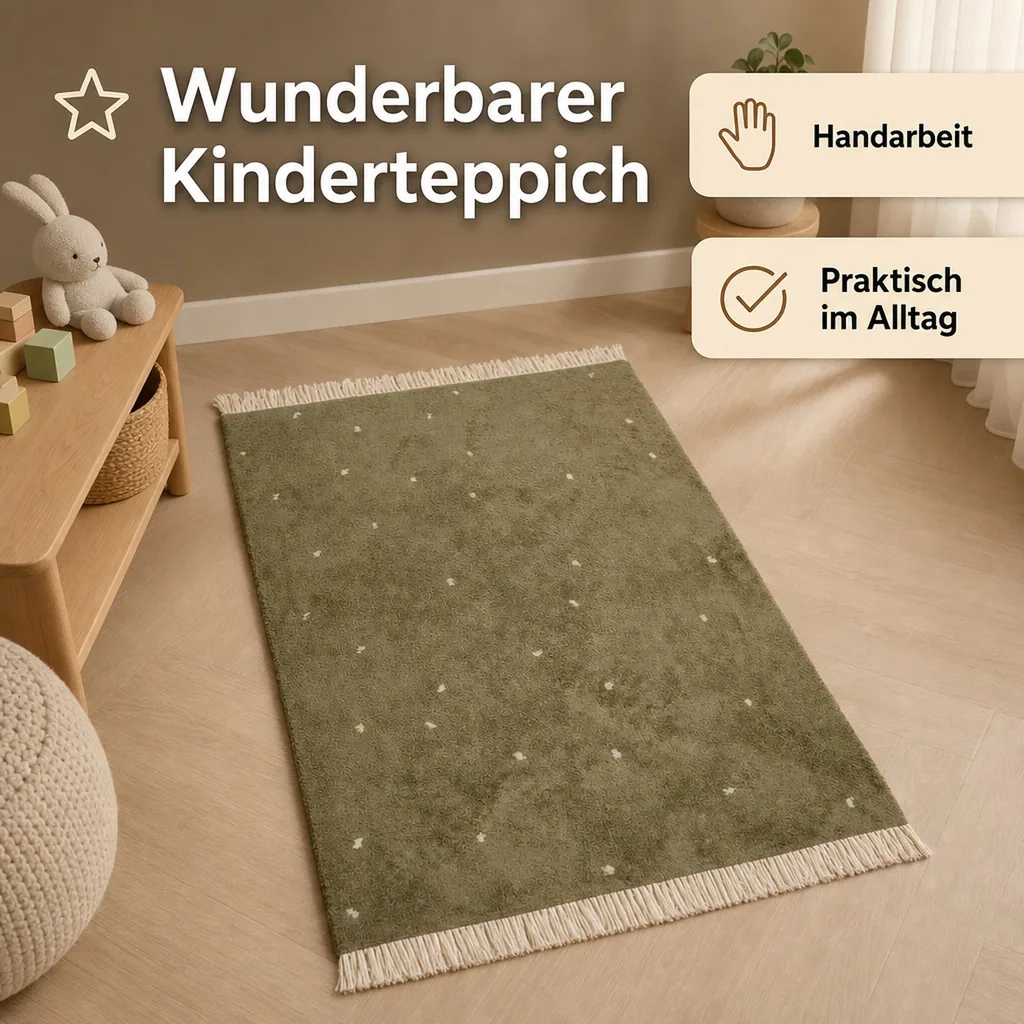 Little Dutch Teppich Punkte oliv 170 x 120