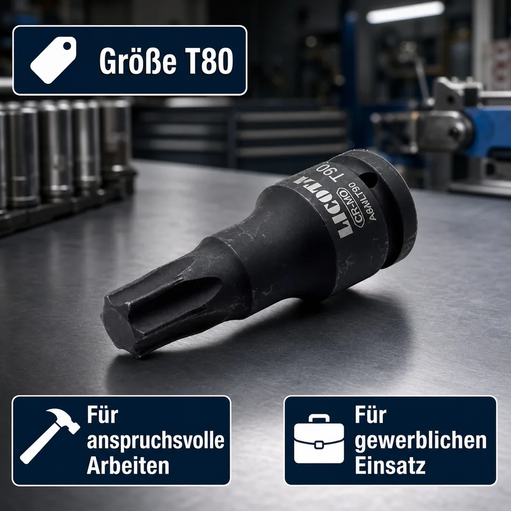 Innensechskant Nuss, 3/4 Zoll, T80, Schlagschrauber, Industriequalität