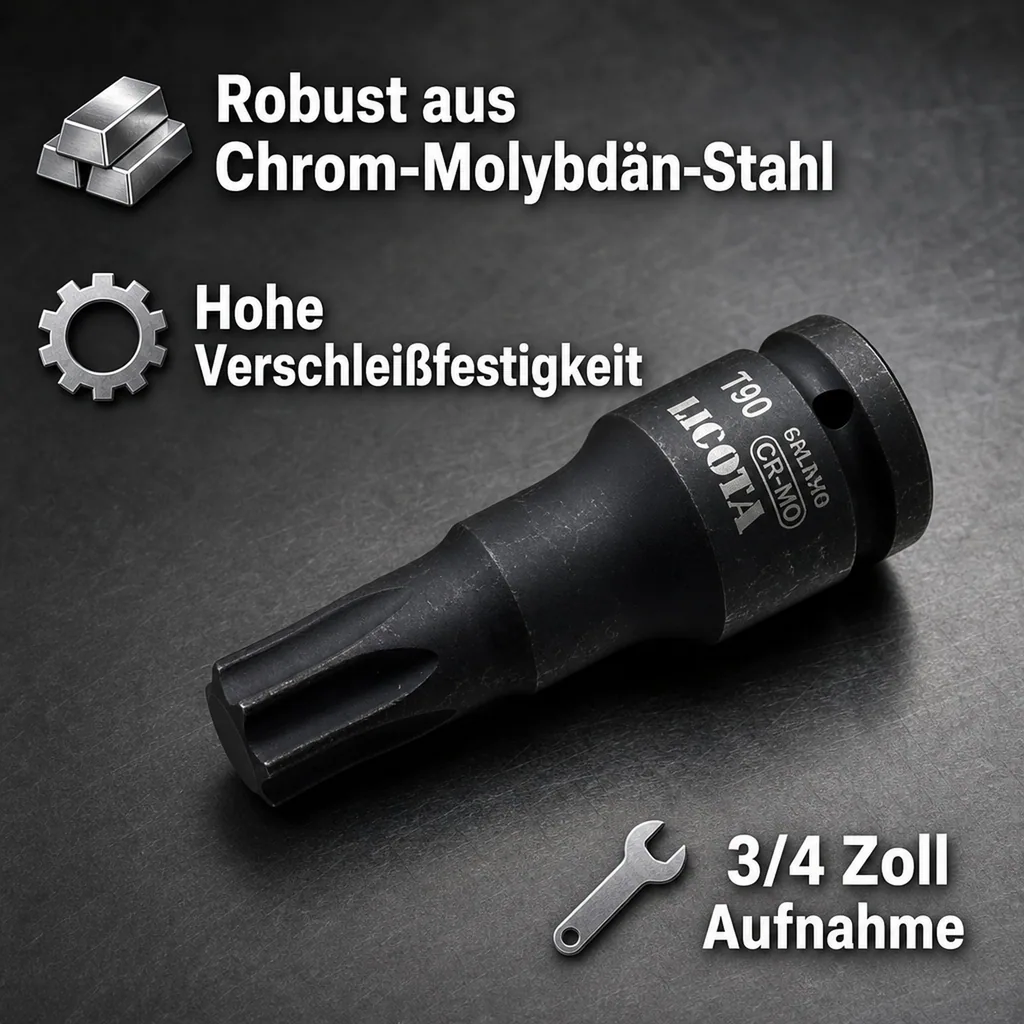 Innensechskant Nuss, 3/4 Zoll, T80, Schlagschrauber, Industriequalität
