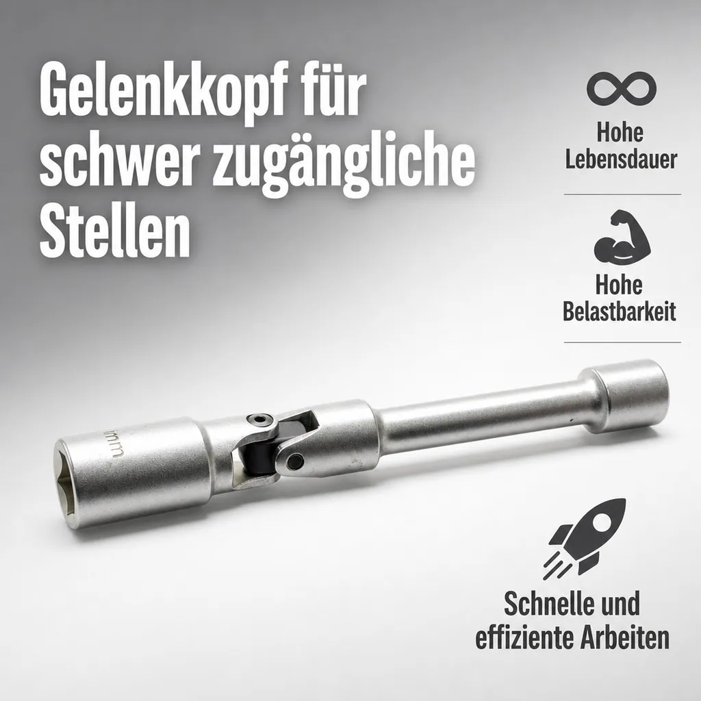 Glühkerzenschlüssel Gelenk 9mm, 3/8 Zoll Nuss, 12pt