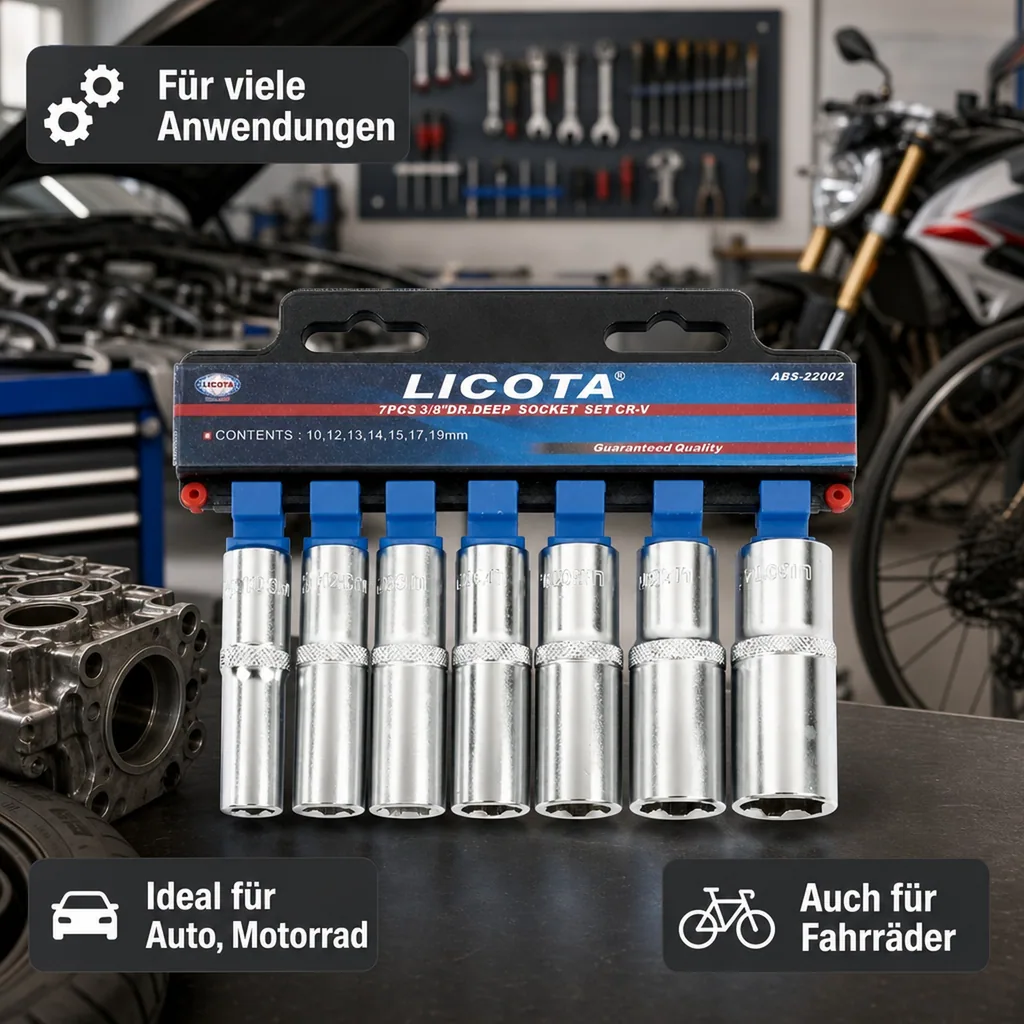 Nuss Set, Steckschlüssel Set 3/8 Zoll, 10-19mm