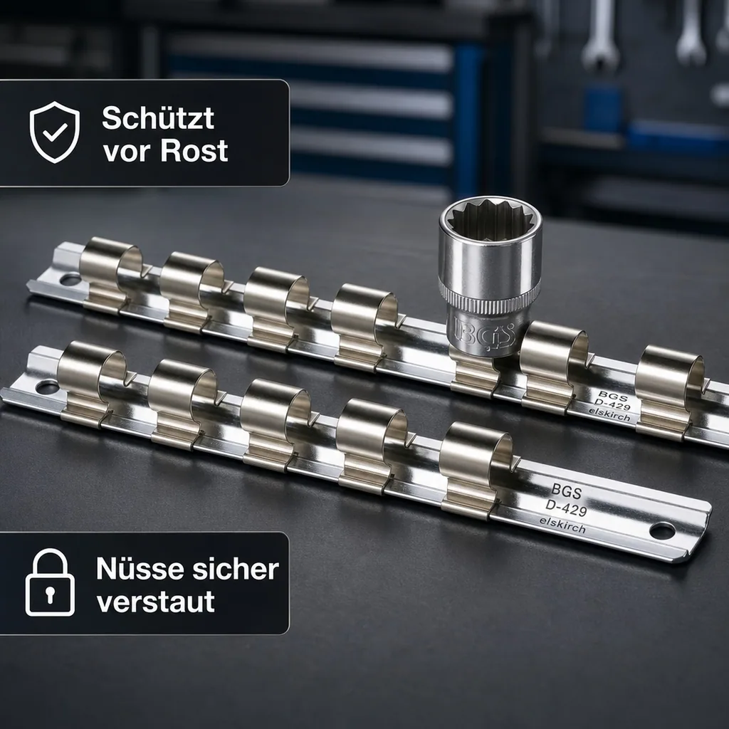 Stecknuss Schiene 3/8 Zoll, Aufsteckschiene mit 8 Clips
