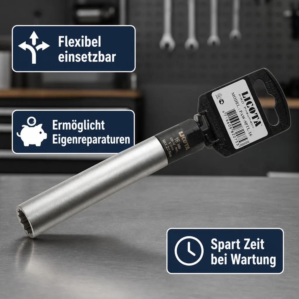 Zündkerzenschlüssel 3/8 Zoll, 16mm, Drehmoment, 12pt Nuss