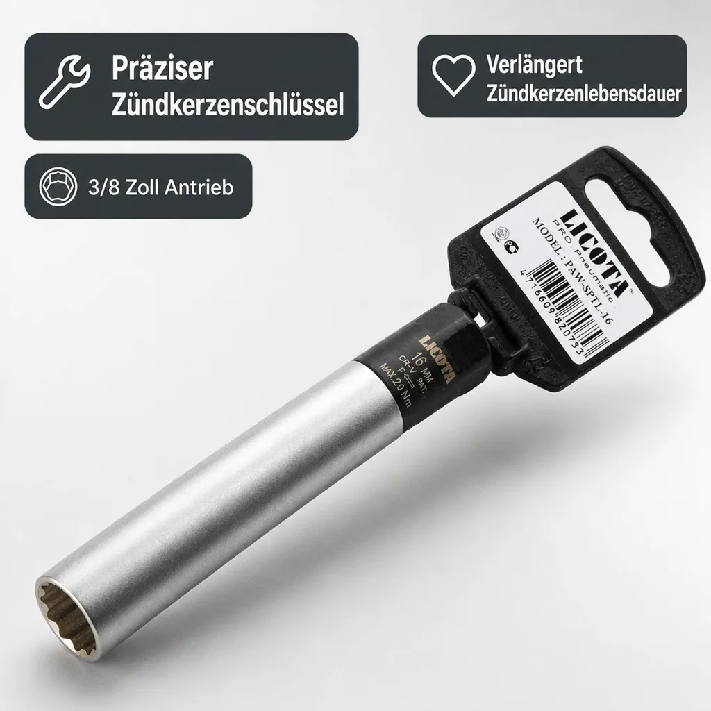 Zündkerzenschlüssel 3/8 Zoll, 16mm, Drehmoment, 12pt Nuss