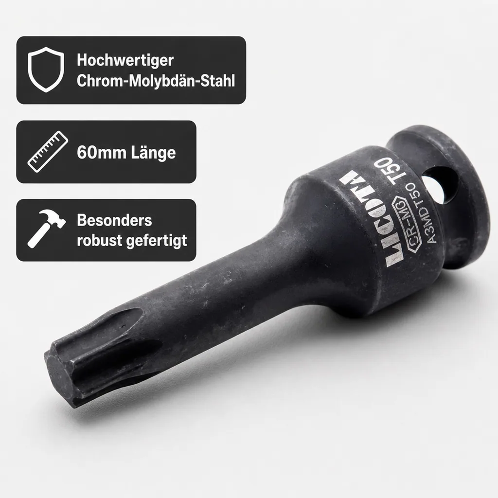 Innensechskant Nuss, T30, 3/8 Zoll, 60mm lang, Cr-Mo