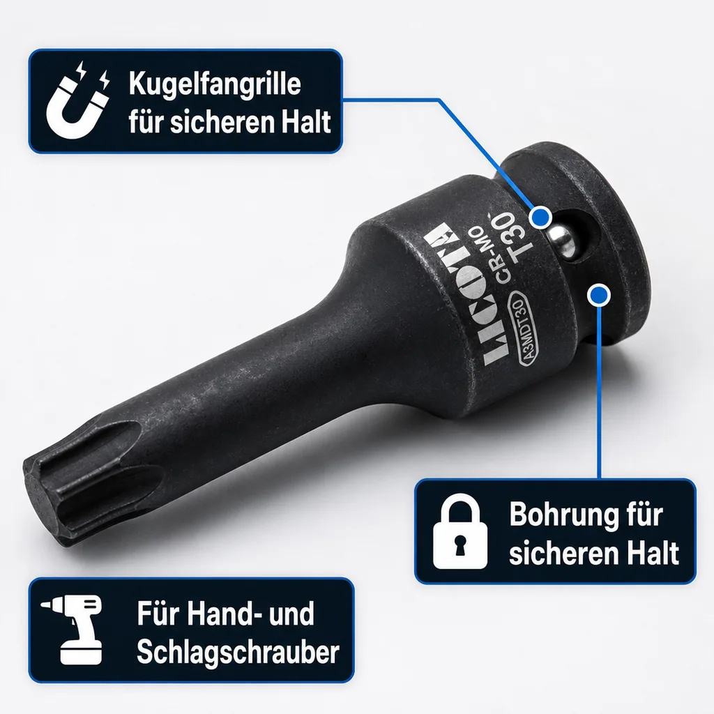Innensechskant Nuss, T30, 3/8 Zoll, 60mm lang, Cr-Mo